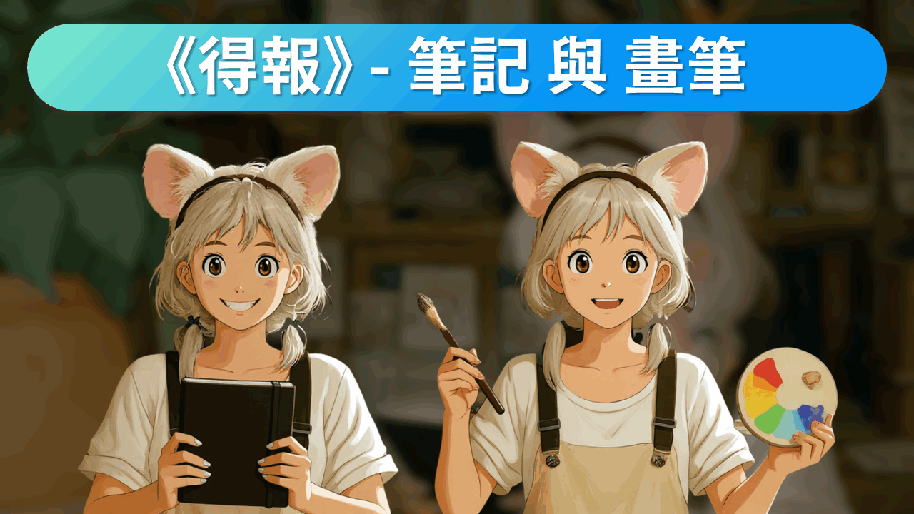 《得報的筆記與畫筆！》
